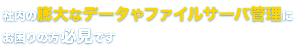 社内の膨大なデータやファイルサーバ管理にお困りの方必見です
