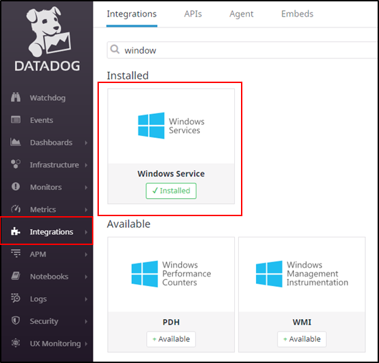 Datadogのコンソール画面